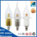 360 degree Energy Saving Bulbs 4W E14 led candle light aluminum Dimmable Chandelier led lighting bulb